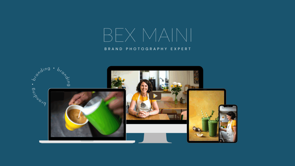 Graphic showing mock-ups from a brand photoshoot in a café in Lewes