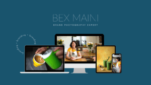 Graphic showing mock-ups from a brand photoshoot in a café in Lewes