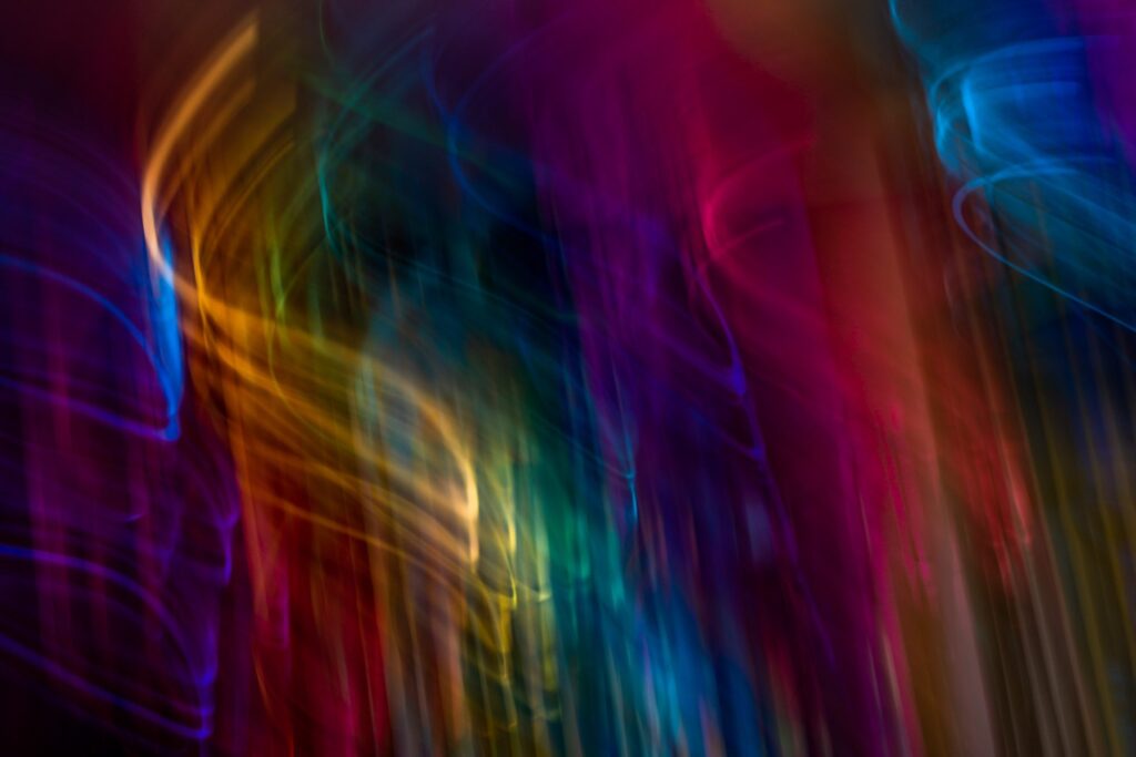 Blurred rainbow light trails