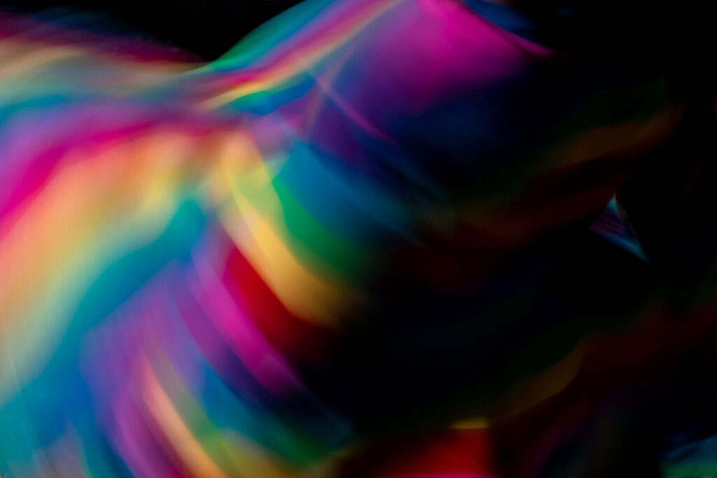 A blur of rainbow stripes