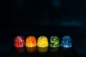 Rainbow selection of colourful chocolates