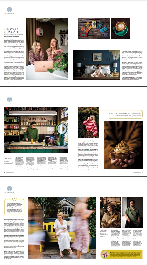 Click Magazine 6 page spread showing Bex Maini's Brand Photography Article