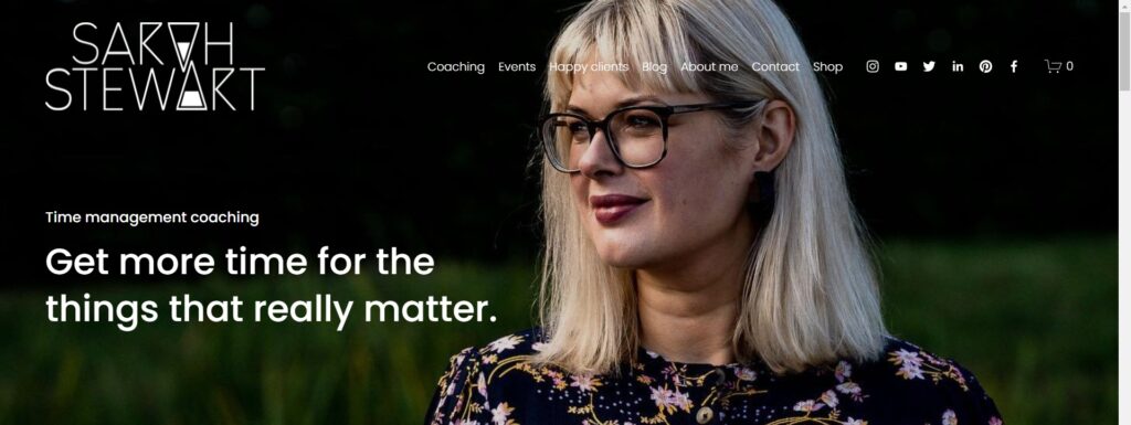 Sarah Stewart's Website Header screenshot