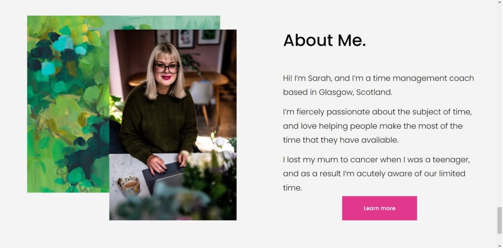 Sarah Stewart's Website screenshot