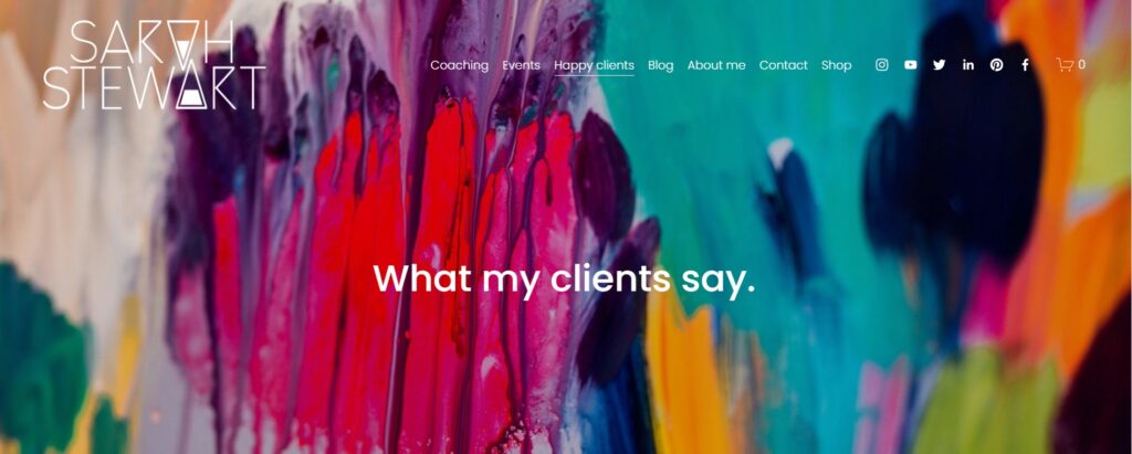 Sarah Stewart's Website Header screenshot