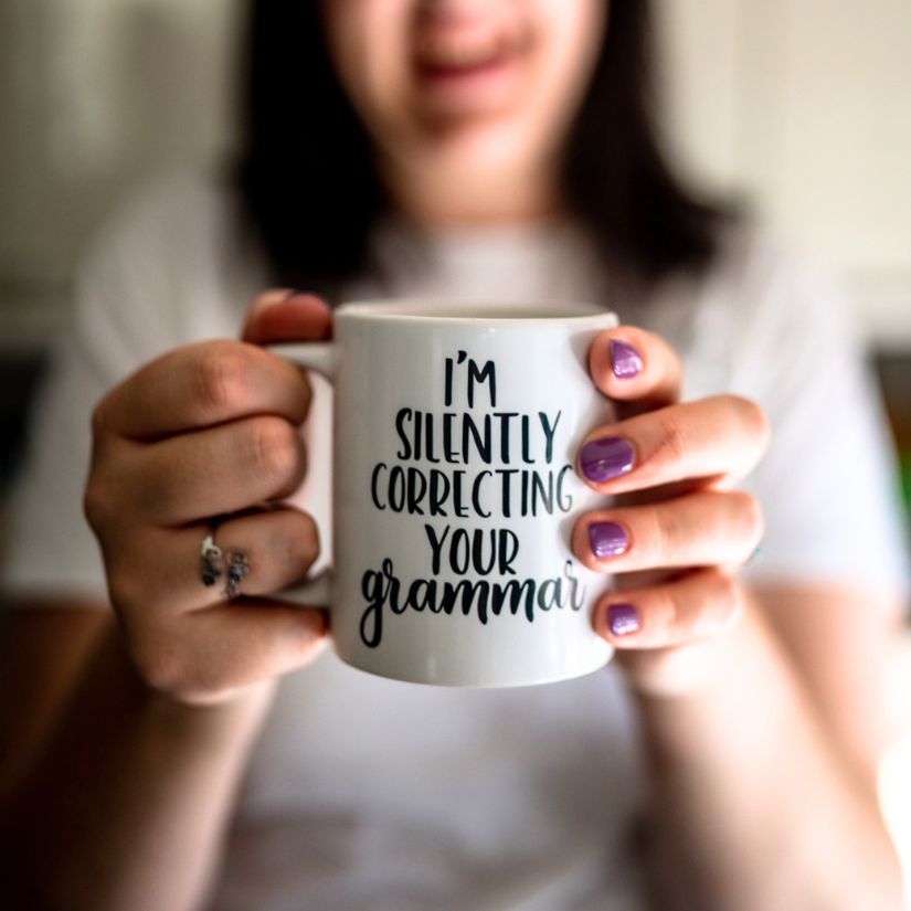 A funny Grammar mug